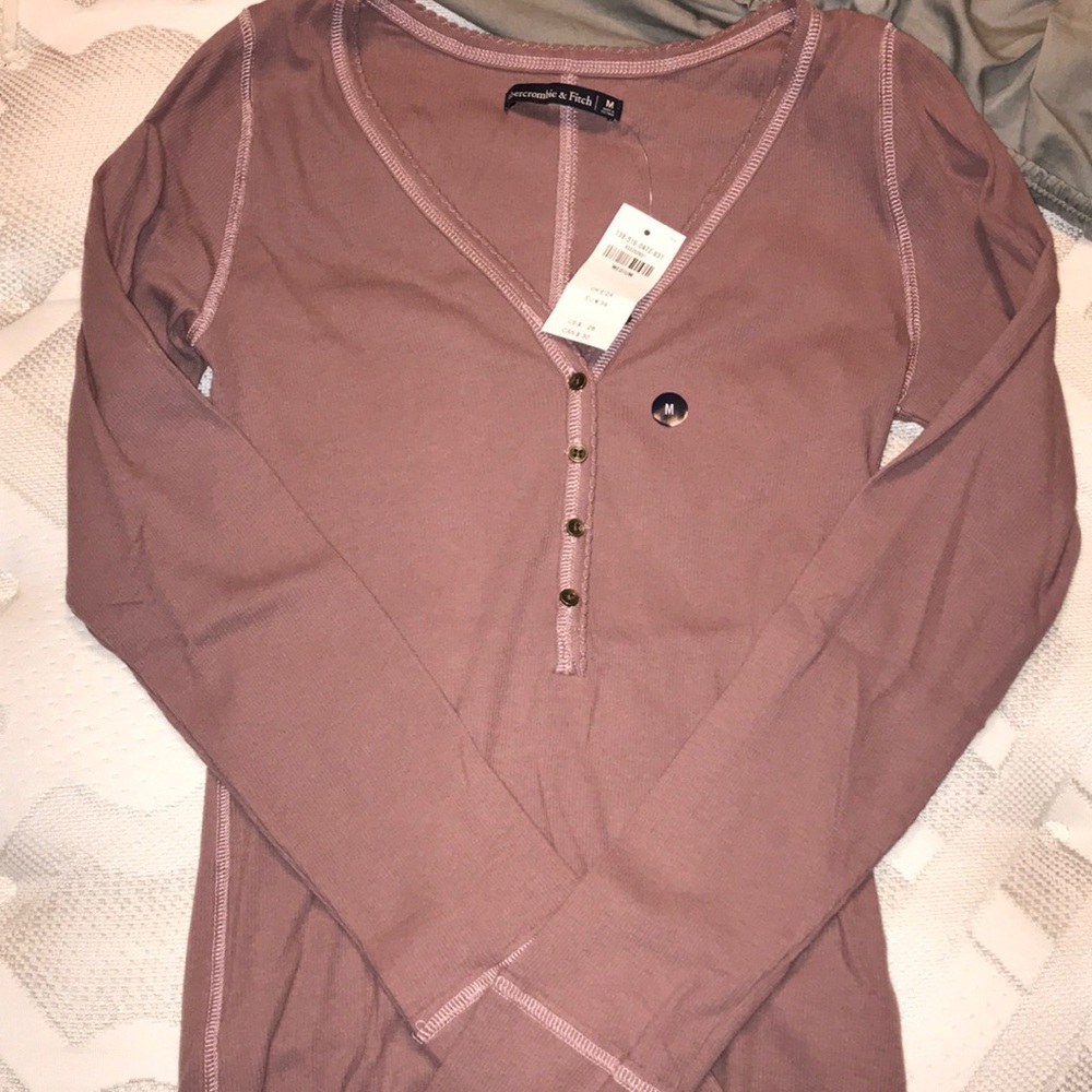 Long Sleeve Plum Button Top